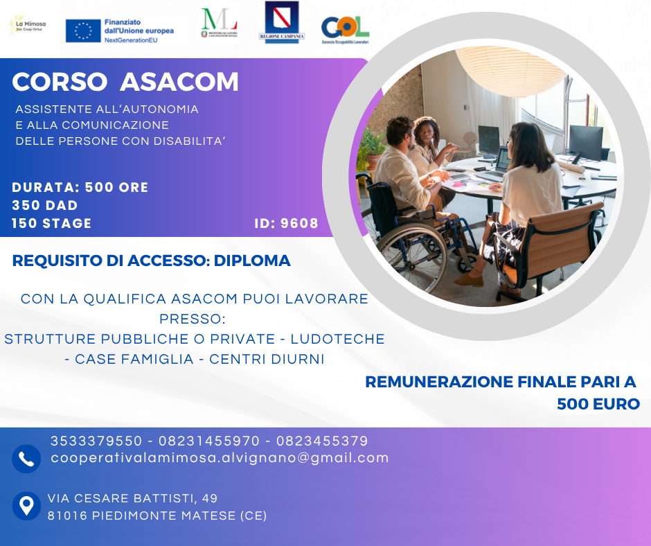 Locandina corso Assistente all'Autonomia e alla Comunicazione - La Mimosa Onlus