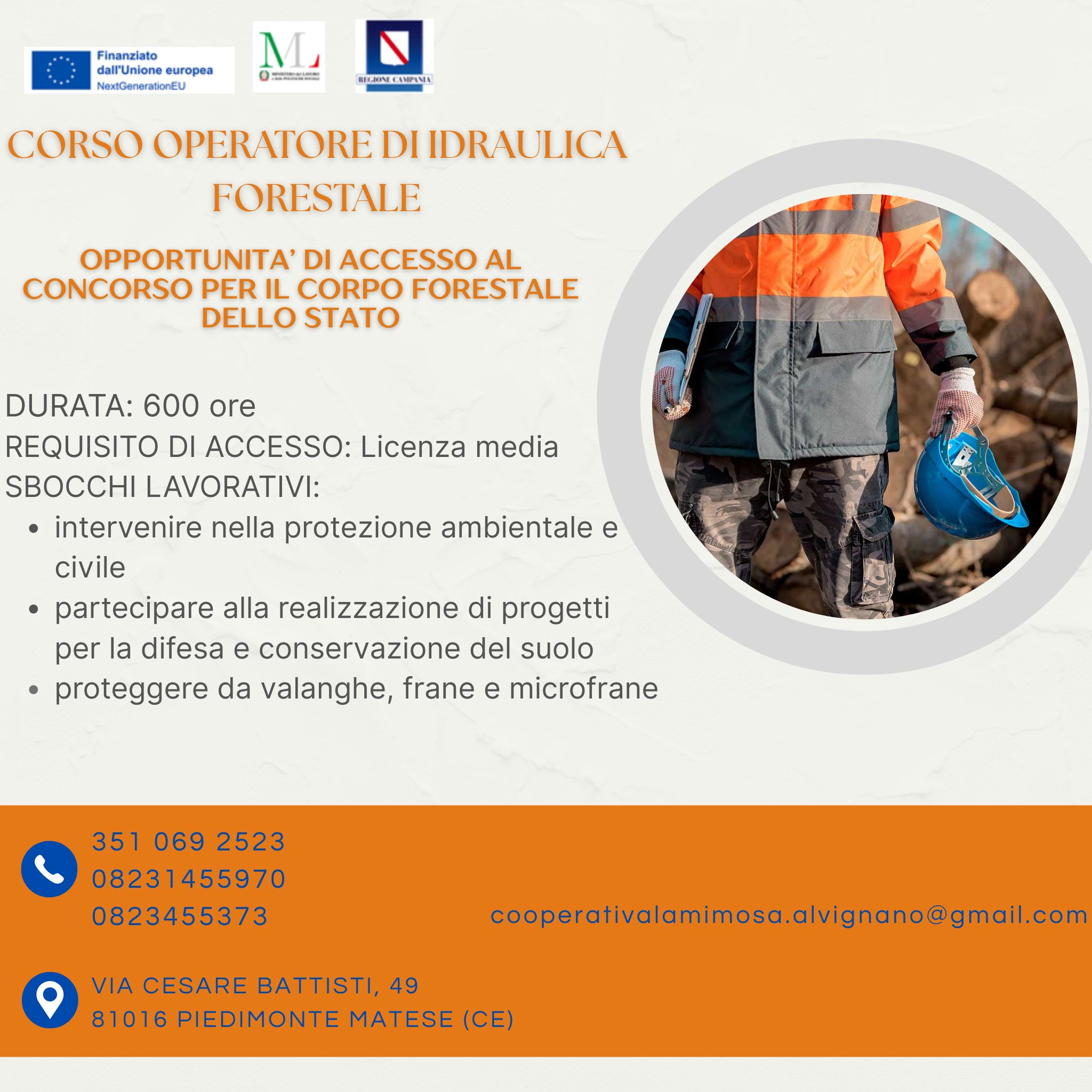Locandina corso Operatore Idraulico Forestale - La Mimosa Onlus