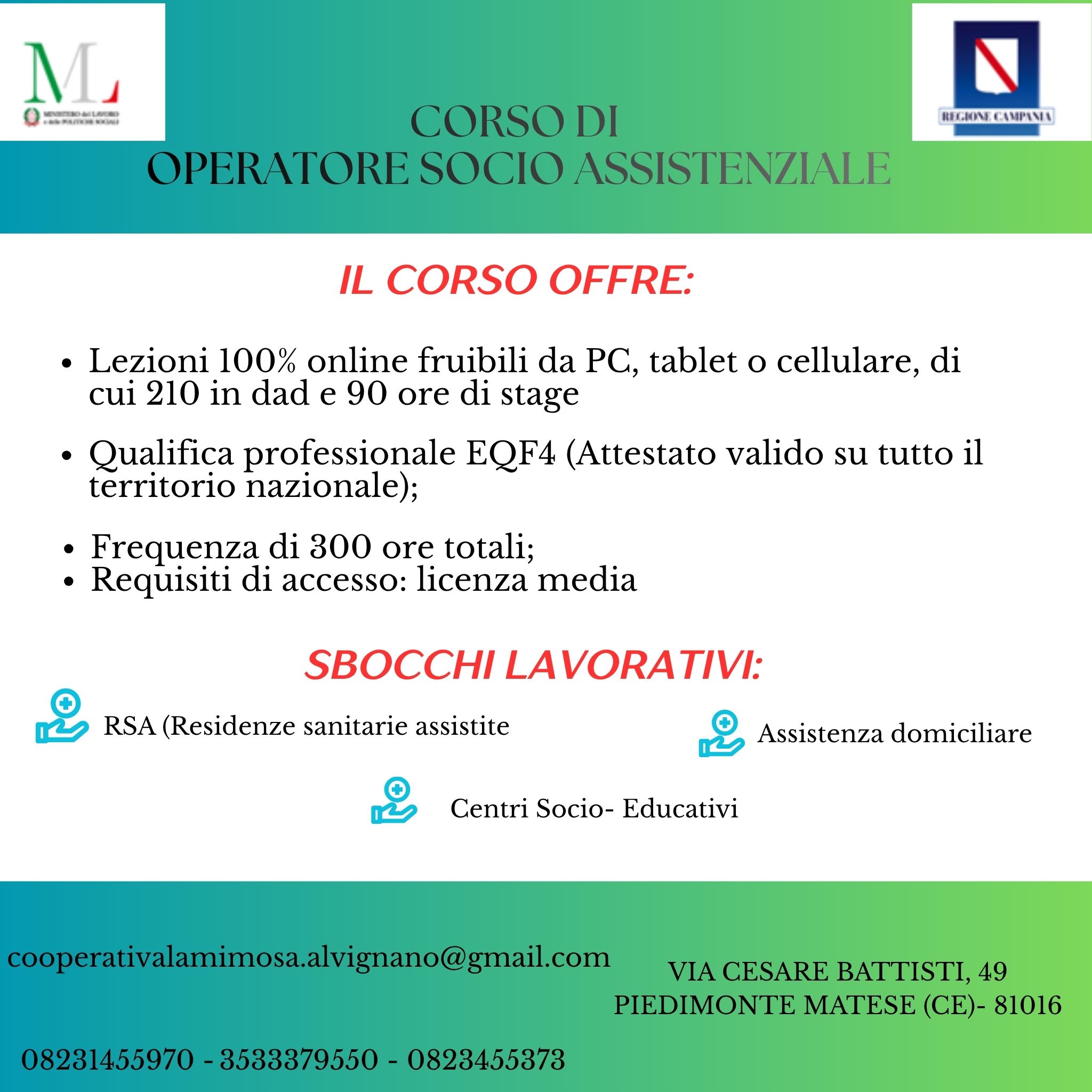 Locandina corso Operatore Socio Assistenziale - La Mimosa Onlus